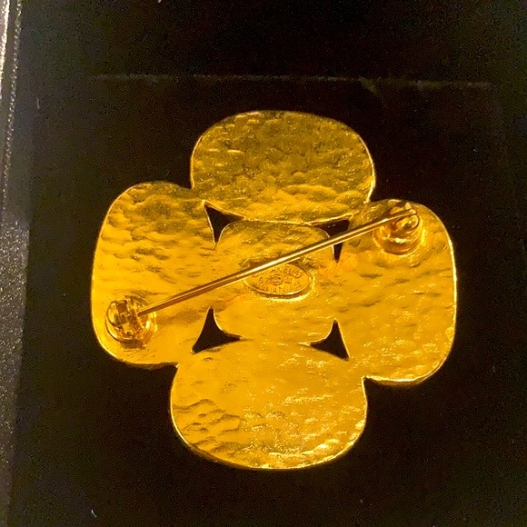 Chanel Vintage 97A Brown Stone CC Logo Cross Brooch - Picture 4 of 8